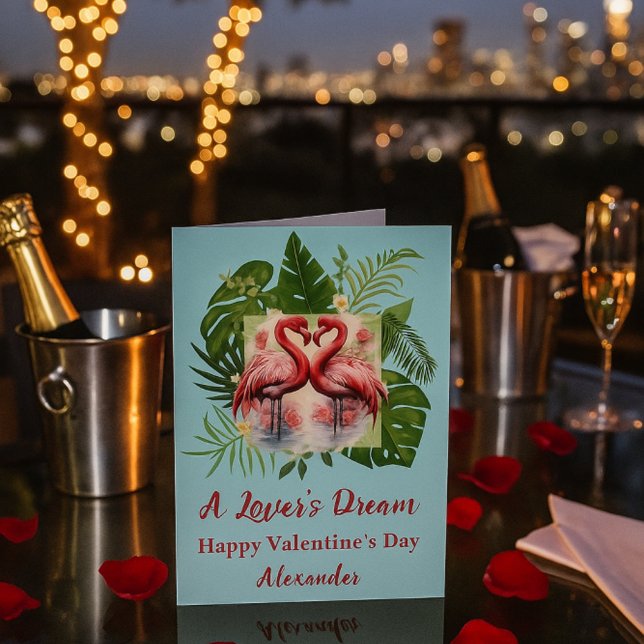 Blue A Lover's Dream Flamingo Valentine's Day Card (Creator Uploaded)