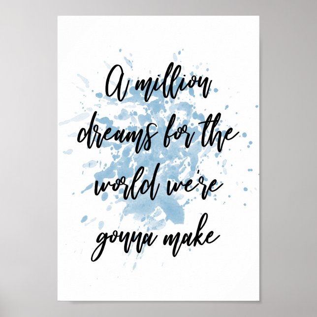 Blue A Million Dreams Song Lyric Wall Art Print (Front)