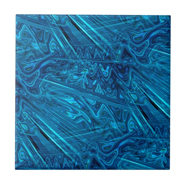 Blue Abalone Paua Fractal Mother of Pearl Look Ceramic Tile (Front)