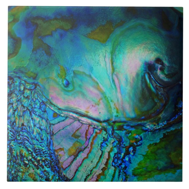 Blue Abalone Shell Ceramic Tile (Front)