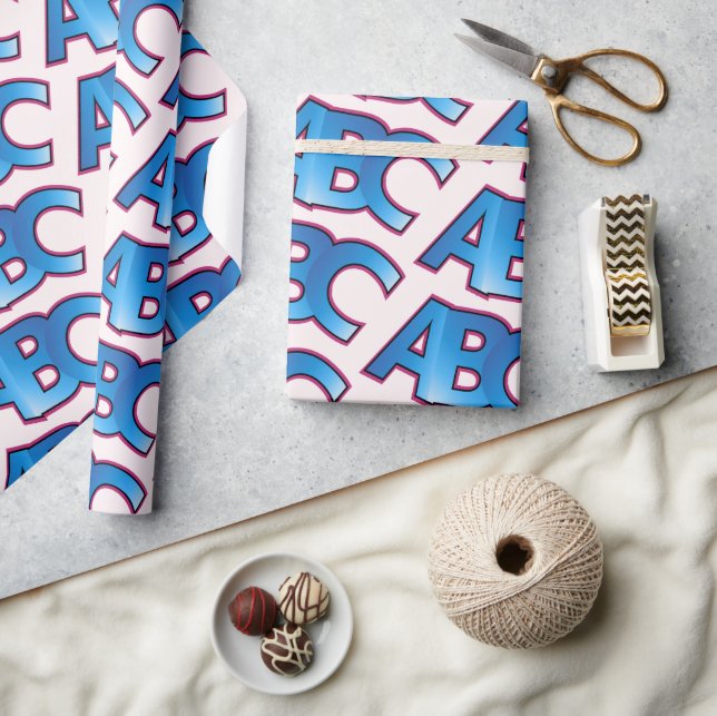 Blue ABC Alphabet Block Pattern Wrapping Paper (Crafts)