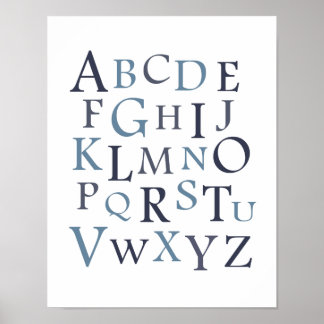 Blue ABC Nursery Typography Print