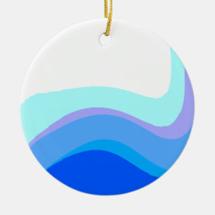 Blue Abstract 1112 Ceramic Ornament