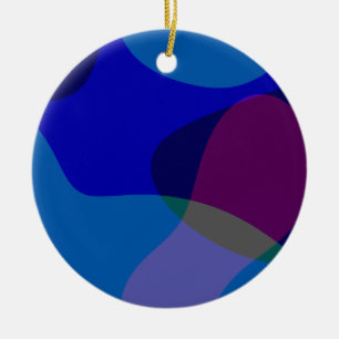 Blue Abstract 1118 - Groovy Blue And Purple Art Ceramic Ornament
