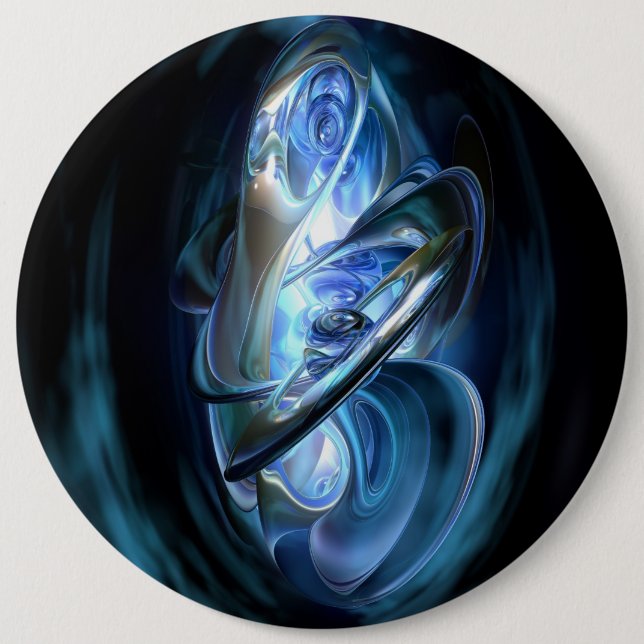 Blue Abstract 6 Cm Round Badge (Front)