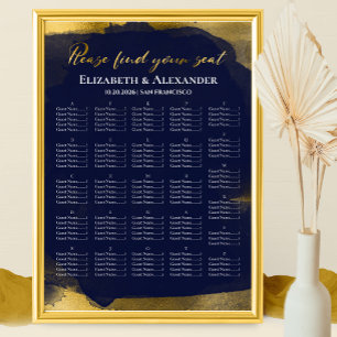 Blue Abstract Alphabetical Wedding Seating Chart