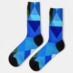 Blue Abstract Argyle Geo Shapes Crazy Socks