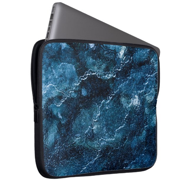 Blue Abstract Art Laptop Sleeve (Front Right)