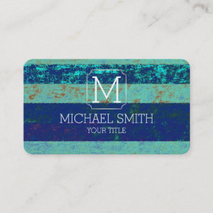 Blue Abstract Art Monogram Business Card