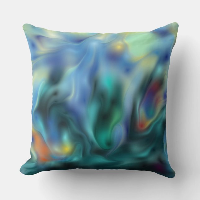 Blue Abstract Art Print Pillow (Front)