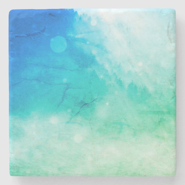 Blue Abstract Art Stone Coaster (Front)