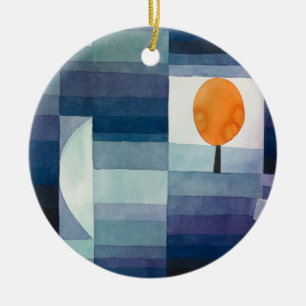 Blue Abstract Autumn Paul Klee Watercolor Ceramic Ornament