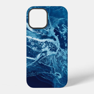 Blue Abstract. Blue and White colour Blots. Clear iPhone 12 Case