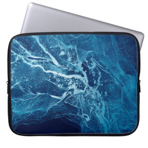 Blue Abstract. Blue and White colour Blots. Clear Laptop Sleeve