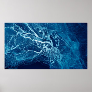 Blue Abstract. Blue and White colour Blots. Clear Poster