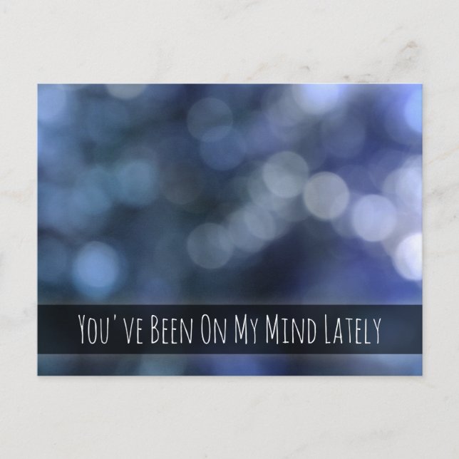 Blue Abstract Bokeh Light Photo, Thinking of You Postcard (Front)