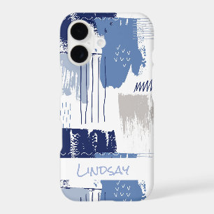 Blue Abstract Brush Pattern Personalised