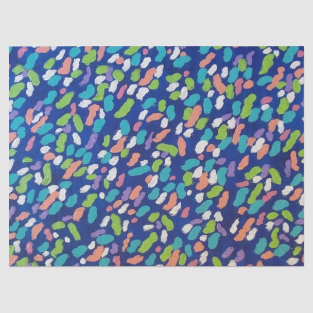Blue Abstract Brushstrokes  Tissue Paper (Front)