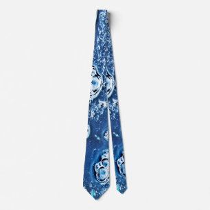 Blue Abstract Bubbles Water Ice Design Tie