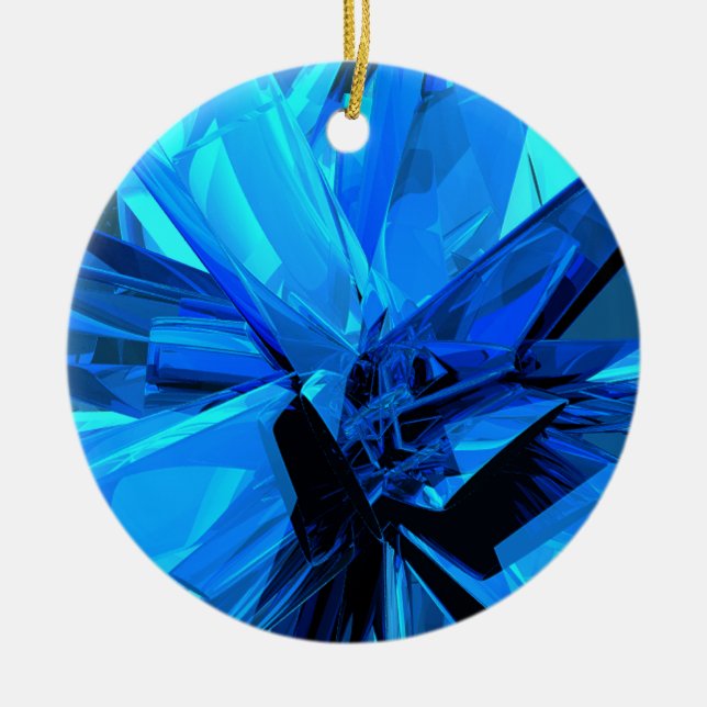 Blue Abstract Ceramic Ornament (Front)