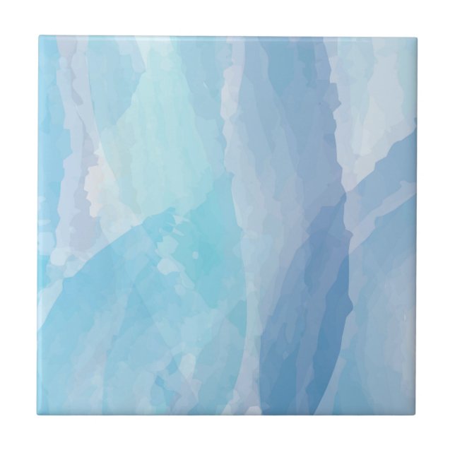 Blue, abstract, cool water colour brush stroke art ceramic tile (Front)