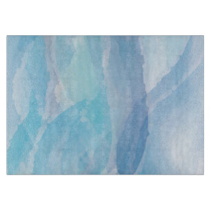Blue, abstract, cool water colour brush stroke art cutting board