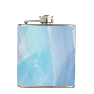 Blue, abstract, cool water colour brush stroke art hip flask