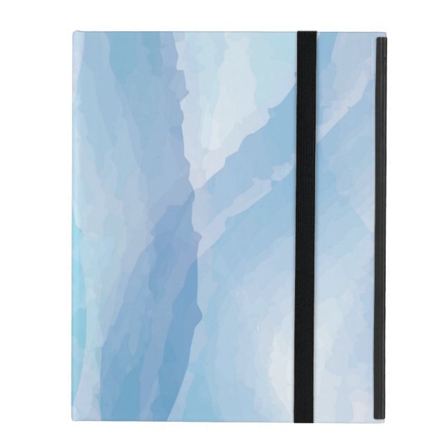 Blue, abstract, cool water colour brush stroke art iPad case (Front Closed)