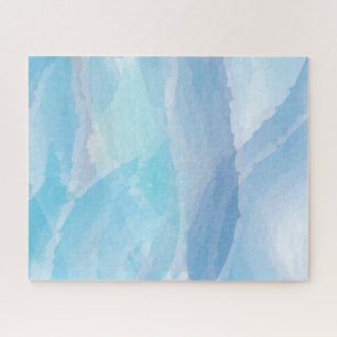 Blue, abstract, cool water colour brush stroke art jigsaw puzzle