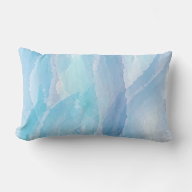 Blue, abstract, cool water colour brush stroke art lumbar cushion (Front)
