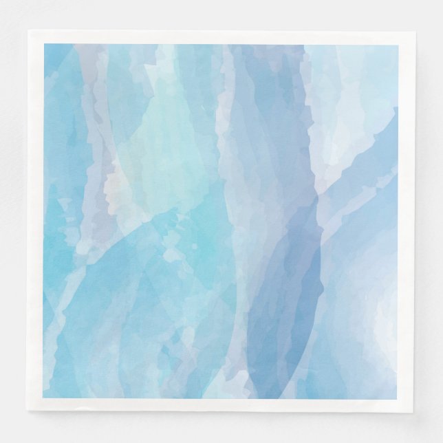 Blue, abstract, cool water colour brush stroke art napkin (Front)