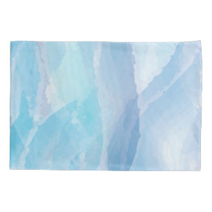 Blue, abstract, cool water colour brush stroke art pillowcase