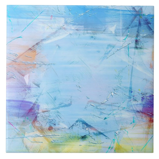 Blue Abstract Design Ceramic Tile (Front)