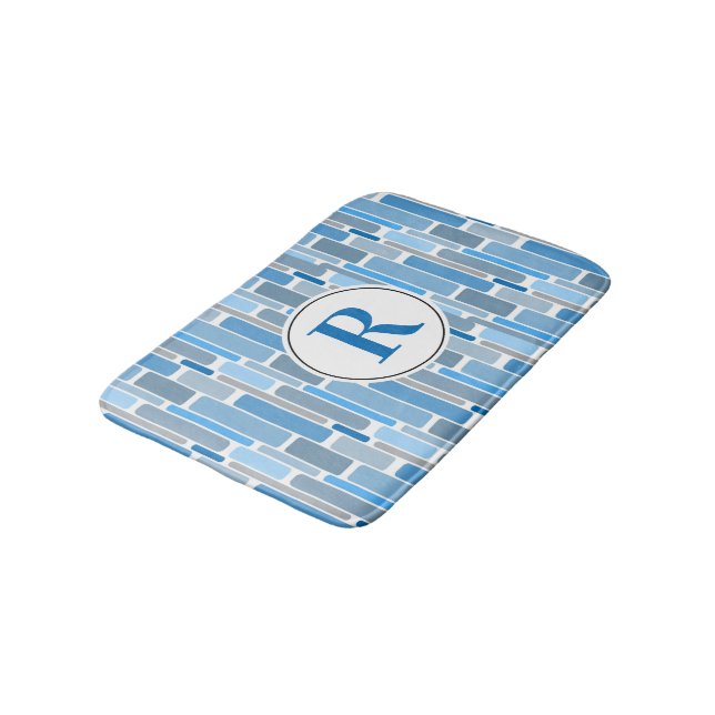 Blue abstract design. Customisable. Bath Mat (Angled)