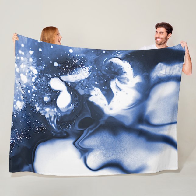 Blue Abstract Design Digital Painting Fleece Blanket (In Situ)