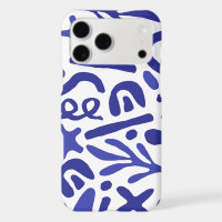 Blue Abstract Doodle Organic Shapes Minimalist Art