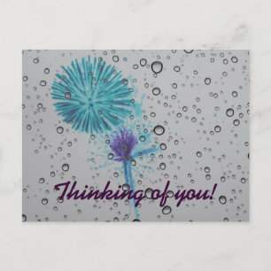 Blue Abstract Firework Thinking of You Postcard