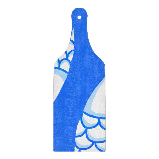 Blue Abstract Fish Scales Pattern cutting board (Front)