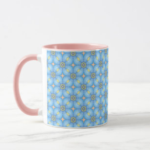 Blue Abstract Floral Pattern Mug