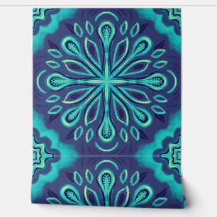 Blue Abstract Flower Boho Wallpaper