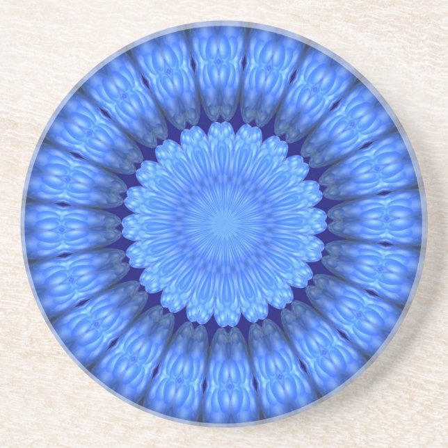 Blue abstract flower coaster (Front)