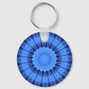 Blue abstract flower key ring