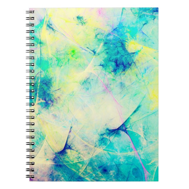 blue abstract fractal background 3d rendering3d, a notebook (Front)