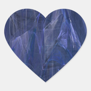 Blue Abstract Fractal Heart Sticker