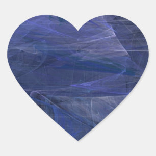 Blue Abstract Fractal Heart Sticker