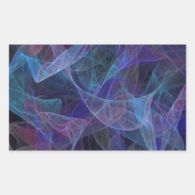 Blue Abstract Fractal Rectangle Sticker (Front)