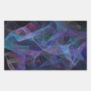 Blue Abstract Fractal Rectangle Sticker
