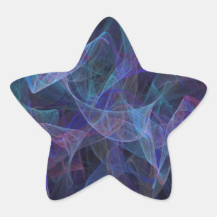Blue Abstract Fractal Star Sticker