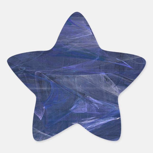 Blue Abstract Fractal Star Sticker (Front)