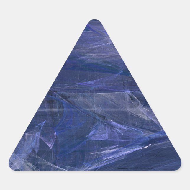 Blue Abstract Fractal Triangle Sticker (Front)
